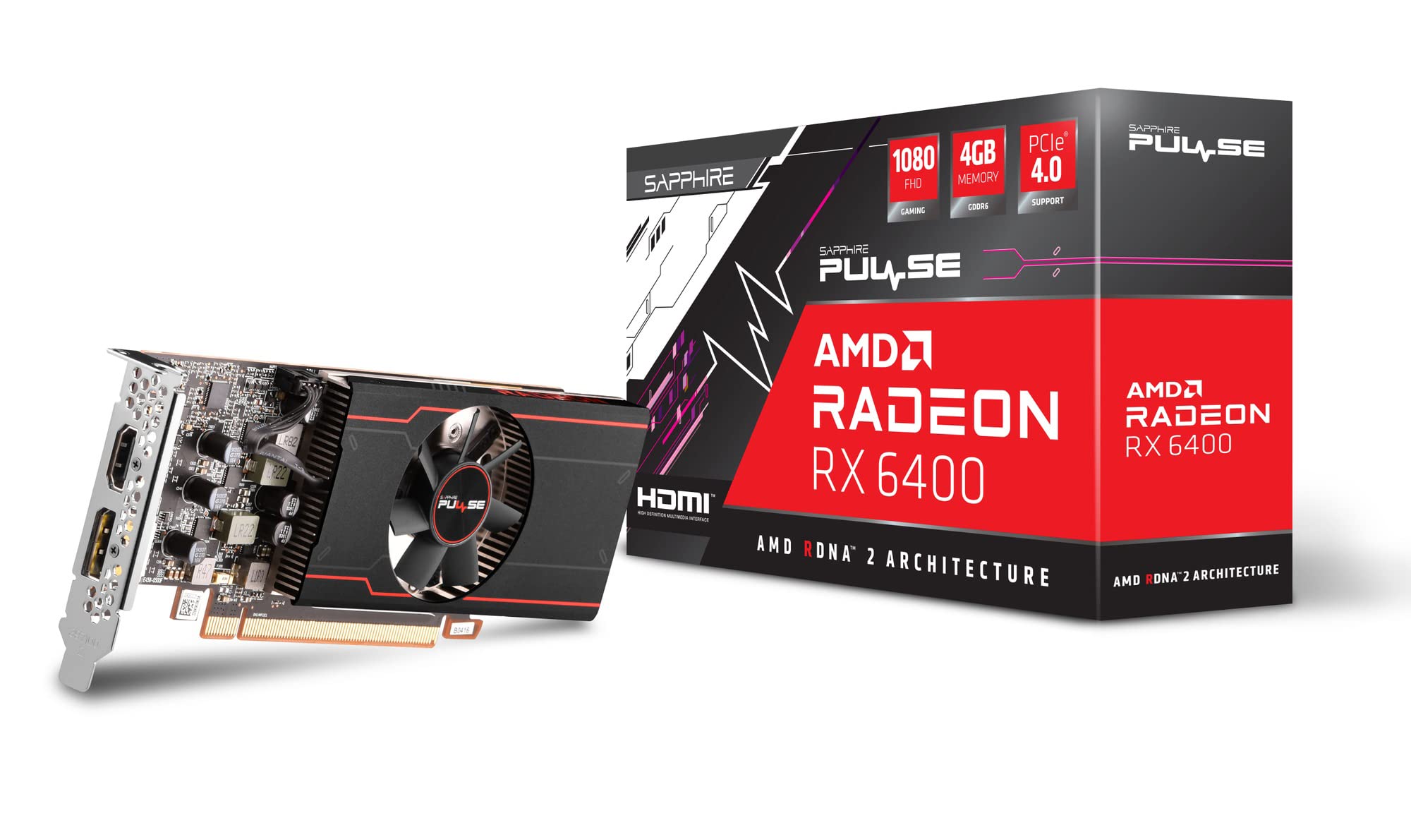 Sapphire PULSE Radeon RX 6400 GAMING 4GB グラフィックスボード 11315-01-20G VD8084 ブラック
