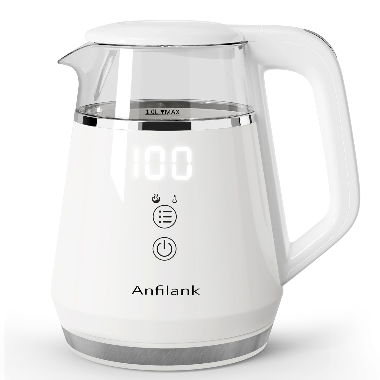 電気ケトル 温度調節 湯沸かしケトル ガラス 1.0L 二重構造 触れても熱くない 12時間保温 メモリー機能 急速沸騰 PSE認証済み お手入れ簡単 メーカー...