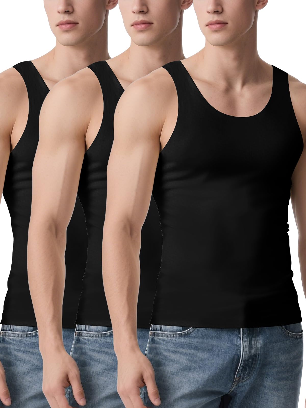 [Odoland] 3枚組 加圧タンクトップ メンズ 冷感 加圧インナーシャツ コンプレッション ベースレイヤー ..