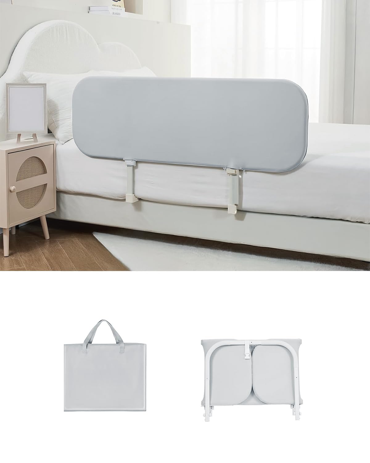 Umimileベッドガード 折たたみ 赤ちゃん 高さ40cm 高さ調整可能 転落防止 取り外し可能 ベッドフェンス..