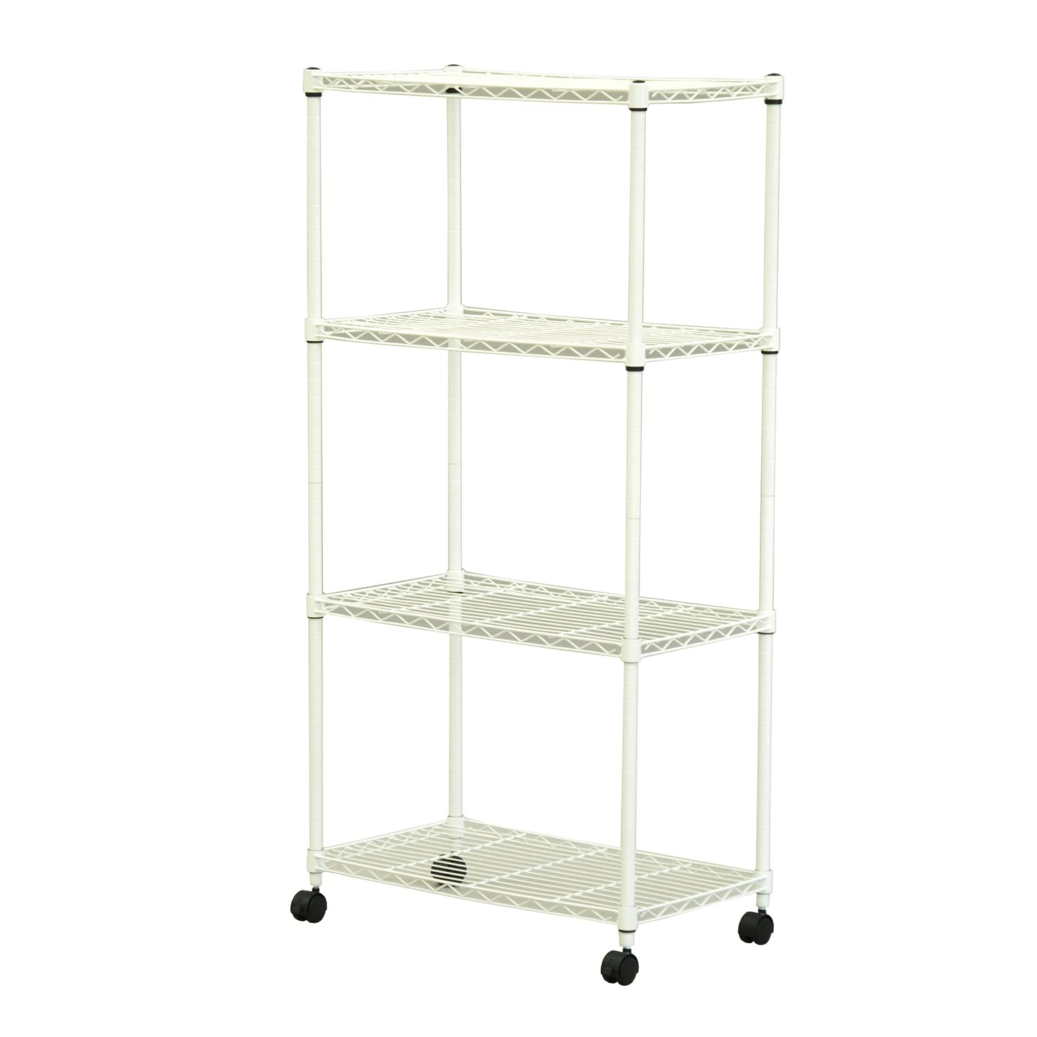 AIS(エイ・アイ・エス) 19φスチールラックセット4段 キャスター付き 幅60×奥行35×高さ123.5cm 組立品 ホワイト ALC-6012W WH