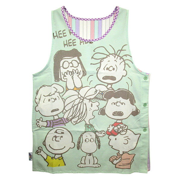 スヌーピー キッチンエプロン (ミント) SNOOPY エプロン フリーサイズ 介護士 保育士 アップリケ 料理 キッチン サイドボタン かわいい キャラクター グッズ 大人 向け プレゼント