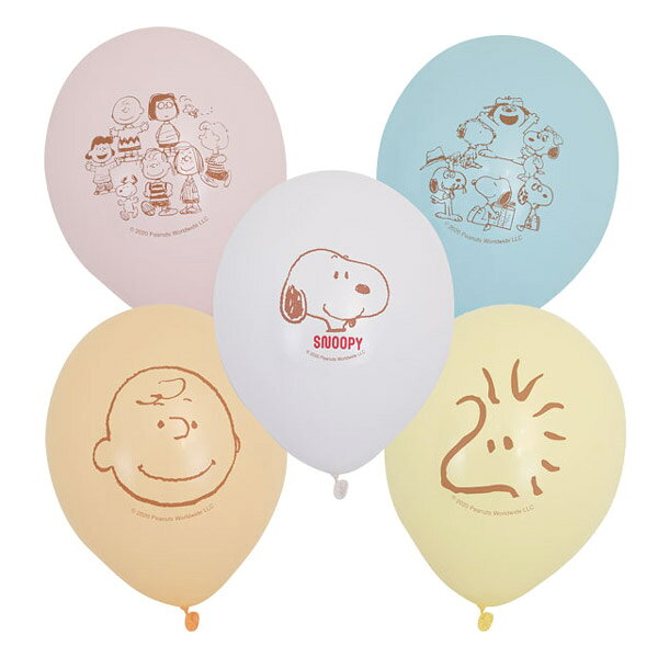 スヌーピー 5個入りバルーン (パステル) スヌーピー 室内 装飾 飾り デコレーション 風船 お祝い パーティ 誕生日会 イベント ibrex 逆止弁 付き SNOOPY スヌーピーグッズ おしゃれ かわいい キャラクター グッズ 大人 向け プレゼント バルーン＆ガーランド