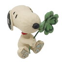 PEANUTS JIM SHORE ミニフィギュア　Snoopy Holding Clover スヌーピー フィギュア ミニ ジムショア インテリア 置物 クローバー 四つ葉 SNOOPY ピーナッツ スヌーピーグッズ おしゃれ かわいい ギフト キャラクター グッズ 大人 向け プレゼント