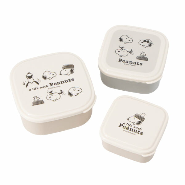 スヌーピー 入れ子ランチボックス (A LIFE WITH PEANUTS) 食器 弁当、スープジャー ポリプロピレン、ポリエチレン 日本製 L約550mL M...