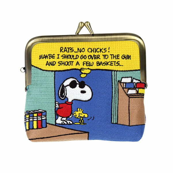 スヌーピー 畳刺繍ミニポーチ がま口 (ブック／NewLifeCollection) バッグ ポーチ 化粧ポーチ 綿・鉄・..