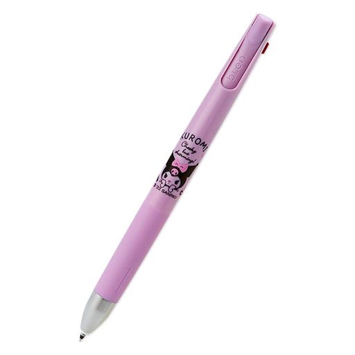 本体サイズ:約1.1x1.1x14.3cm。 2色ボールペン(インク色:黒・赤)、シャープ0.5mm。ボール径:0.5mm。 ブレない、ストレスフリーな書き心地。筆記振動を防ぐブレンシステム。耐水性。 (C)2005,2022 SANRIO CO.,LTD.(P)