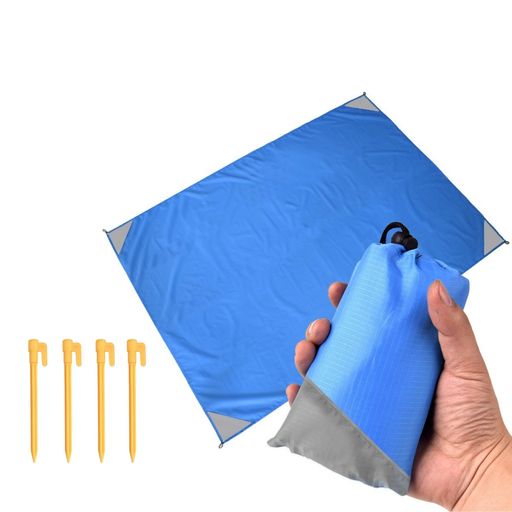 厚い手 1人用 2人用 100x140cm ピクニックシート 折り畳みたみ 防水 キャンプ 軽量 持ち運ぶ遠足 運動会 お花見 こうえん レジャー アウトドア おしゃれ (青)