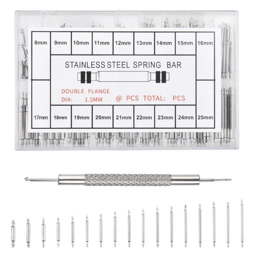 LEONTOOL 360本 腕時計用 割りピン パーツ 時計 ベルト コマばね棒 バネ棒 18サイズ 8mm-25mm 各約20本 セット 腕時計修理セットツール ベルト コマばね棒 ステンレス製 時計用工具 収納ボックス…