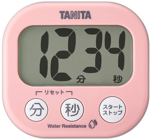 サイズ(約):幅8.4x奥行2.2x高さ7.8cm、本体重量(約):90g (電池含む) 素材・材質:ABS(アクリロニトリル・ブタジエン・スチレン)樹脂、PMMA、シリコーンゴム 生産国:中国 電源:CR2032 コイン型リチウム電池 x1個 (お試し用電池付属) 設定時間:最大99分59秒 1秒単位 (カウントダウン)、音量:70dB以上、鳴動時間:約30秒、文字高:30mm、防水保護等級IPX5