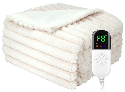 電気毛布 掛け敷き兼用 188x130cm【ウサギ毛調+フランネル】電気ブランケット 電気ひざ掛け 3分速暖 恒温加熱 8段階温度調整 4段階切タイマー ダニ退治 厚手生地 ふわふわ 柔らかく 暖房器…