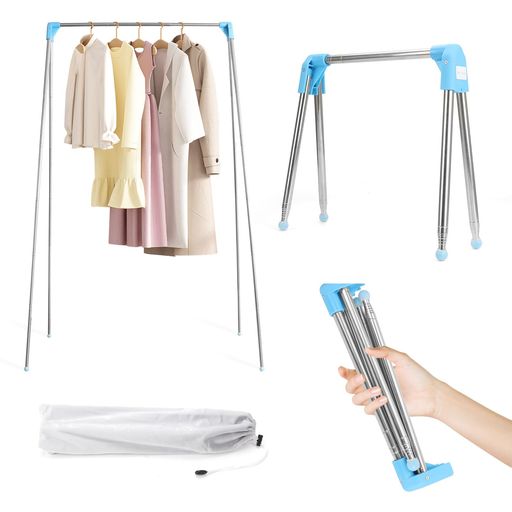 【プロ仕様の頑丈ステンレス】「サビに強い高品質ステンレス鋼材」を使用。雨や湿気の多いベランダや浴室でも錆発生ゼロ。収納すると小さくなるが、展開すれば大容量になります。高さは最大135cmまで、長さは32cmから73cmまで自由に調整できますので、都合より利用できます。 【滑り止め設計、安定した構造】シリコーンキャップ、滑り止めと耐摩耗性だけでなく、その底に追加されました。最も安定した構造を形成する4つの足は、平らな屋内または不均一な屋外の両方で、異なる地面環境で使用することができます。材質についても、より軽量のステンレス鋼を選択し、耐摩耗性、軽量性、防腐性などの優れた特性を持っています。あらゆる面でパフォーマンスが向上し、さまざまなニーズに対応します。 【室内外・多シーン対応】ベランダの布団干し、室内の洗濯物干し、キャンプや旅行の荷物干しまで一役。室内の子ども部屋やベランダ、寝室などにも使え、使わない時は折りたたんだサイズが33.5cm と便利に収納できます。雨の季節には、衣類を乾かすのに最適です。屋外、出張先のホテルやキャンプなどで必要となる、持ち運びに便利な物干しハンガーです。