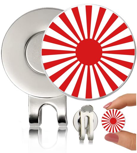 ゴルフ マーカー 日本国旗 万国旗 旭日旗 マグネット付き 応援グッズ 帽子用 日本 ニッポン ジャパン 軍艦旗 右翼 ゴルフマーカー ゴルフグッズ プレゼント ギフト (旭日旗)