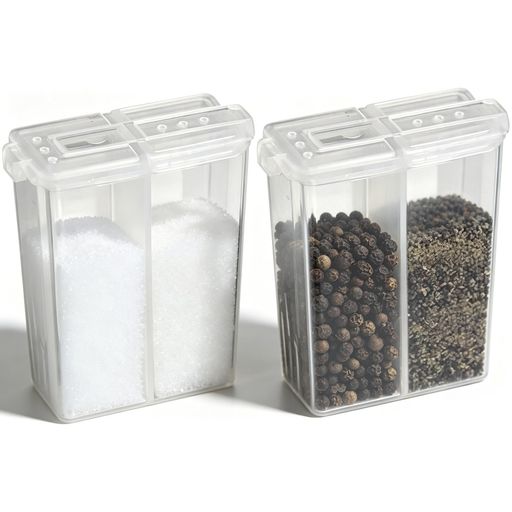 スパイスボトル キャンプ用塩入れ デュアル調味料コンテナ ミニプラスチック調味料ボックス 再利用可能 ポータブル キャンプやアウトドアクッキング旅行用 小型ミニ塩入れ 2個