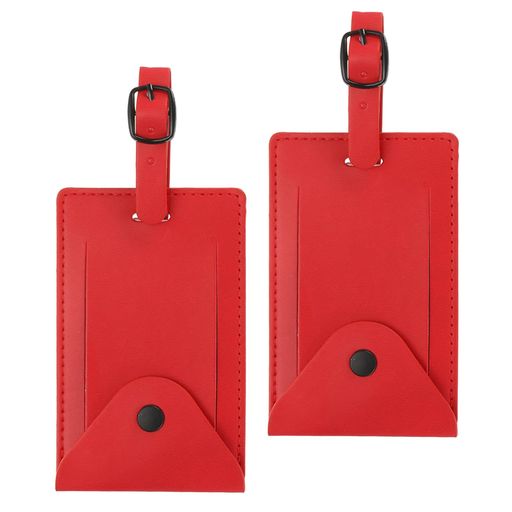 カラー:レッド;素材:PU;ホルダーサイズ:7 x 16 cm(横 x 縦);パッケージ内容:ラゲッジタグ2個、ストラップ2本 特長:クリアウィンドウで簡単にアクセスでき、個人情報をタグの裏に隠すことができます。バックルで簡単に取り付け、取り外し可能なストラップは、バッグにしっかりと接続され、簡単に外れません。PU素材は軽量で柔らかく、においがなく、耐久性があり長持ちします。 取扱説明:各アイテムに情報カードが付属しており、名前、住所、都市の詳細を記入し、カードをホルダーに挿入します。これにより、荷物の識別が便利になり、荷物の紛失を防ぐことができます 用途:旅行やビジネス時にバッグを簡単に見つけるのに役立ち、様々な用途に適しています。スーツケース、ラップトップバッグ、バックパック、ゴルフバッグ、スポーツバッグ、楽器ケースなどに適用可能です 注意:ご注文前に、サイズが要件に合っているかどうかを確認してください