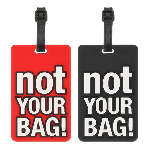 PATIKIL ラゲッジタグ(Not Your Bag) 2個のPVC製面白い旅行荷物バッグタグスーツケース識別子ラベル 女性用男性用 黒/レッド