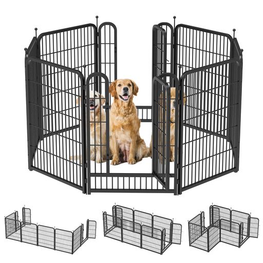 無 【広いスペース・レイアウト自由】犬が自由に動き回れる広い室内空間。この犬用プレイペンは屋内でも屋外でも使用できます。愛犬の活動スペースを増やすために、必要に応じて形や面積を自由に組み合わせることができます。 【高品質】高品質の素材を使用、表面は磨耗や錆に強い塗装が施されている、厚く補強されたフレームは、犬が噛んだり曲がったりするのを防ぎます、頑丈で耐久性がある。 【多機能デザイン】フェンスの各セクションは、金属製のポール金具で結合されている、より強固で倒れにくいフェンスを作ることができる。ラッチは自動的にロックを落とすことができ、開閉が簡単で、愛犬の脱獄を防ぎます。 【あらゆるサイズのペットに対応】この囲いは、あらゆるサイズの犬だけでなく、ウサギ、猫、アヒルなど、他の動物にも必要に応じて組み立てることができる。さまざまなペットに使用できます。さまざまな状況で使用でき、塗装された外層が錆を防ぎ寿命を延ばすので、屋外での使用も心配ない。 【組み立て簡単】組み立て簡単、説明書に従ってフェンスを取り付けるだけです、必要に応じて様々な形状に組み立てることができる。