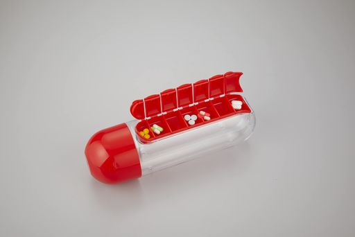 お薬ケース付ボトル (レッド)