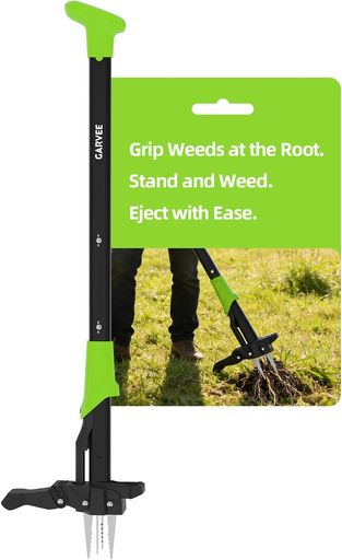 【多機能草抜き道具・草地の覇者】 進化したスタンドアップ草取り道具の登場!雑草抜きのプロフェッショナル道具がさらに使いやすくなりました!立ったまま使用できる雑草取り道具は、大庭や野原など広いエリアで大活躍。頑固な雑草にも対応し、効率的な作業をサポートします。花壇やガーデンなど、様々なシーンでご利用いただけます。草むしりをもっと快適にする便利グッズです。 【立ったまま楽々!腰を守る】 この草取り機は、長さ約1.2Mの長柄設計で、腰や膝に負担をかけずに雑草を簡単に抜くことが可能です。頑丈な鉄製の構造で、耐久性が高く曲がりにくい設計です。さらに、草むしり道具の強化された踏板により、固い土壌でもしっかりと雑草を根元から引き抜けます!人間工学に基づいた握りやすいハンドルは、快適な操作性と滑り止め効果を実現し、作業効率を高めます。 【4本爪で根こそぎ除草!頑固雑草対応】 雑草取り器具は、改良された4爪デザインが、雑草の根をしっかり掴んで引き抜きます。手動のスタンドアップ草刈り道具は、てこの原理を利用して、力を節約しながら頑固な雑草も根こそぎ除去できます。根からしっかりと取り除くことで、雑草の再生を防ぎます。