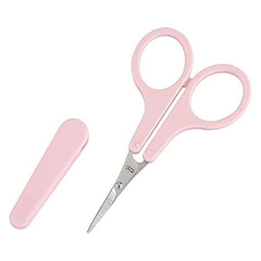 貝印 KAI 薄刃カットハサミ キャップ付 スリム刃 ピンク 眉毛 ハサミ ムダ毛 KQ3104