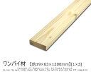 ワンバイ材 【約19×63×1200mm】 [1×3] ( DIY 木材 1x3 角材 カット可 無塗装 ワンバイスリー ) 1