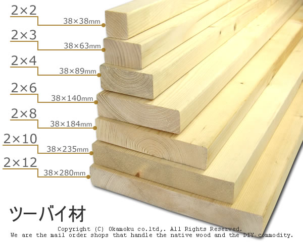 ツーバイ材 【約38×89×1200mm】[2×4]（ツーバイフォー材 木材 DIY 2×4材 ） 2