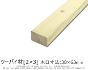 ツーバイ材[2×3]木口寸法38×63mm