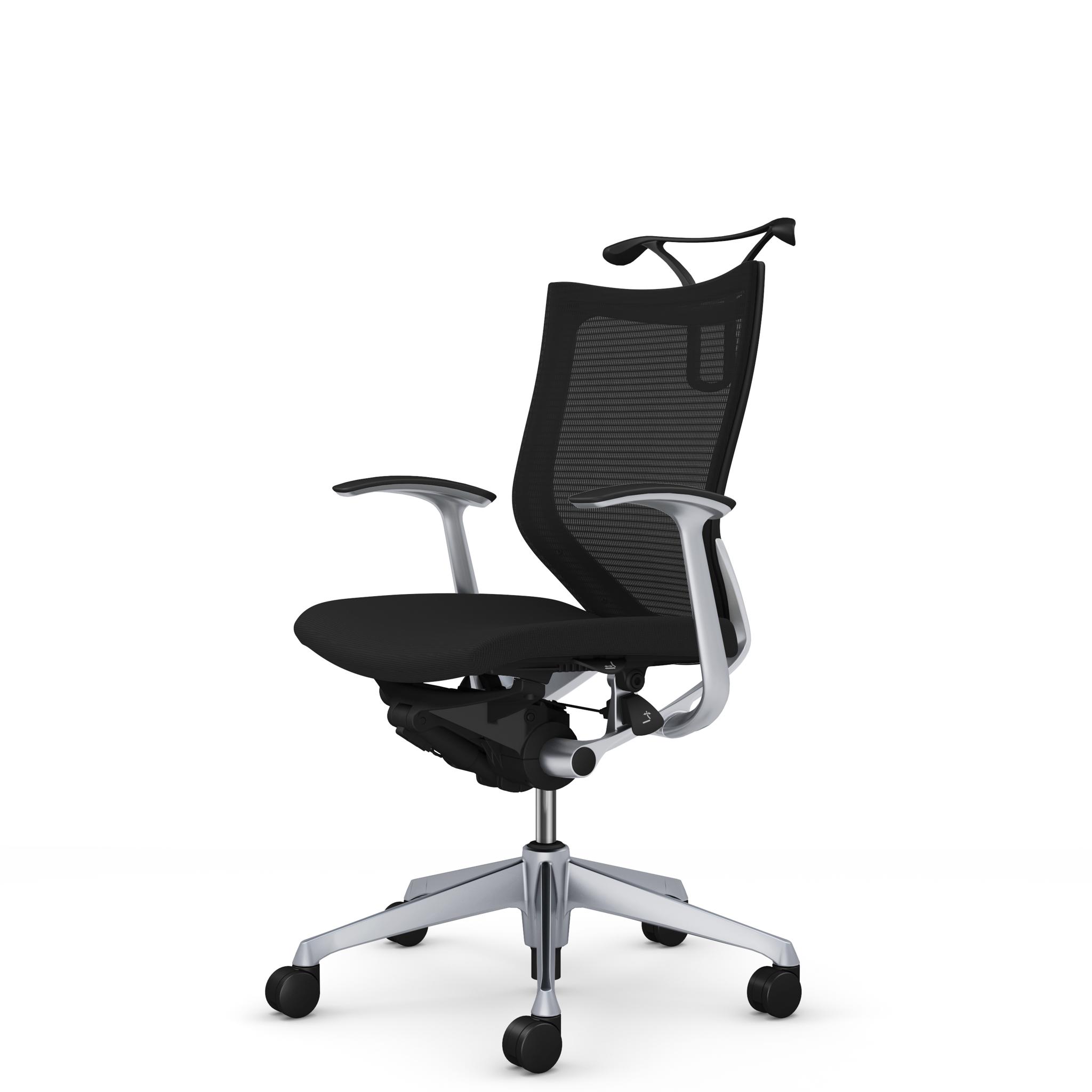 バロン ローバック 固定肘 座クッション シルバーフレーム ブラックボディ ハンガー付 ナイロンキャスター 新仕様