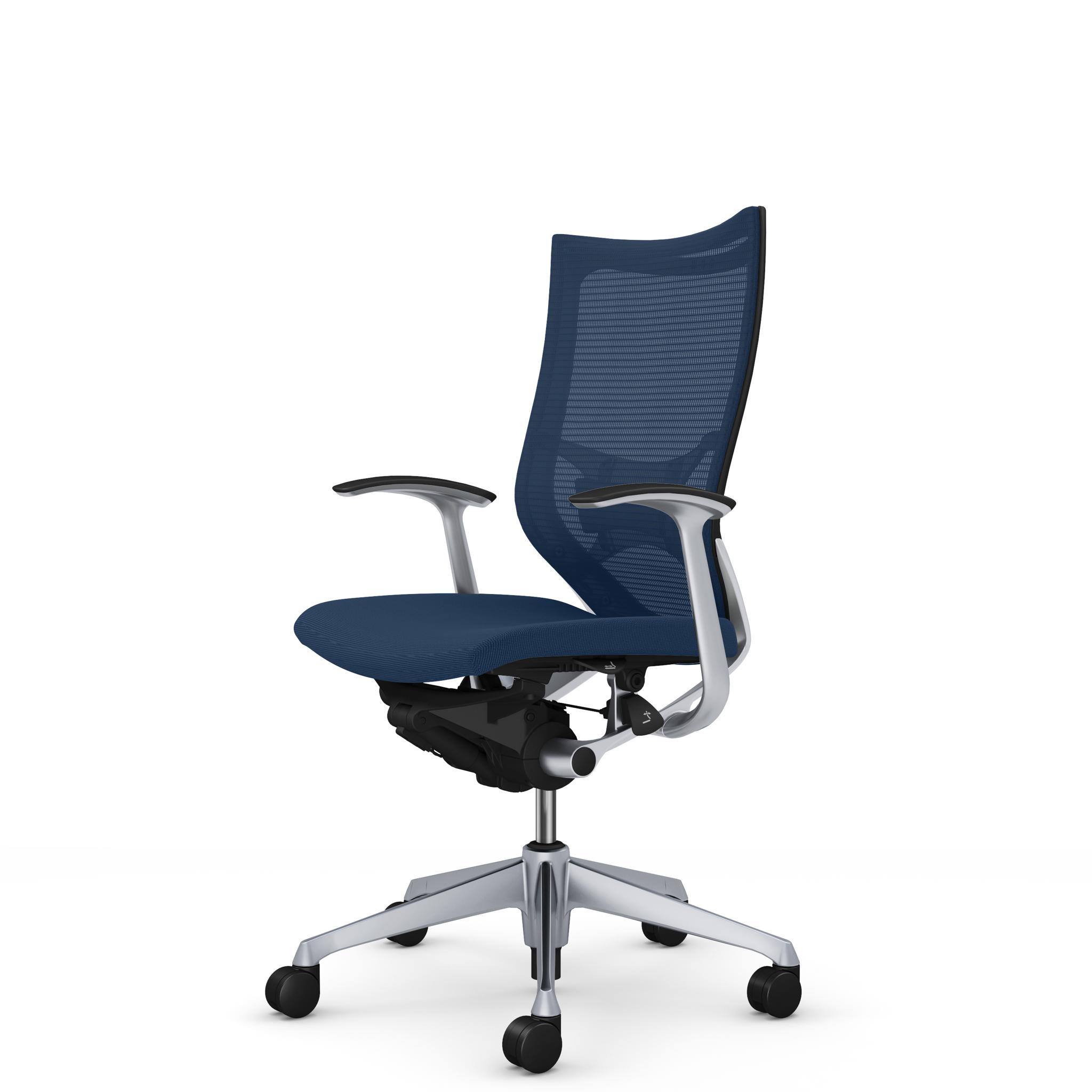 バロン ハイバック 固定肘 座クッション シルバーフレーム ブラックボディ ランバーサポート付 ウレタンキャスター 新仕様