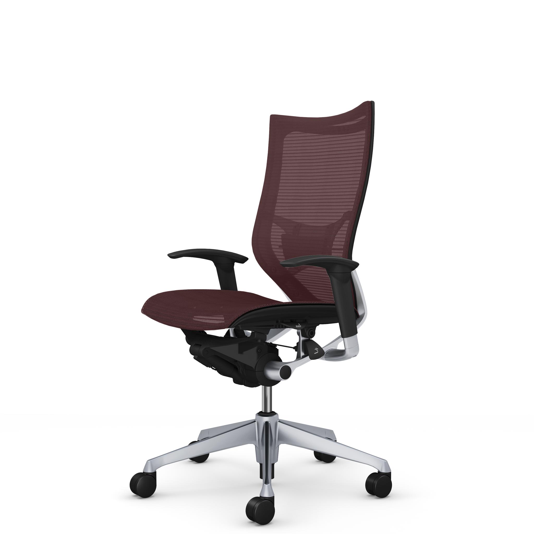 バロン ハイバック 可動肘 座メッシュ シルバーフレーム ブラックボディ ランバーサポート付 ナイロンキャスター 新仕様