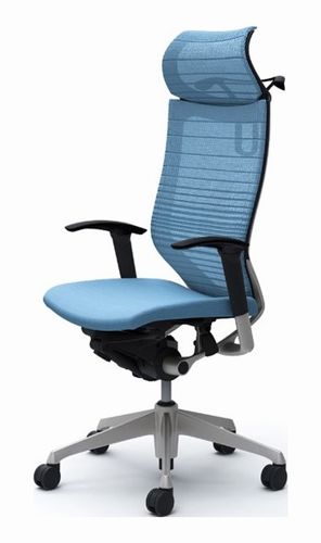 オカムラ Baron バロン チェア エクストラハイバック 固定ヘッドレスト ハンガー付 グラデーションサポートメッシュ 可動肘 シルバーフレーム ブラックボディ ナイロンキャスター CP88DR