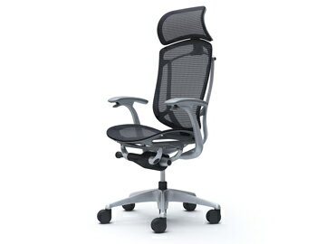 オカムラ コンテッサセコンダ チェア CC45GA EXハイバック 大型ヘッドレスト デザインアーム 背・座メッシュ ボディ:グレー フレーム:シルバー ランバーサポートなし ハンガーなし 【送料無料】 在宅勤務 テレワーク 在宅ワーク リモートワーク 書斎