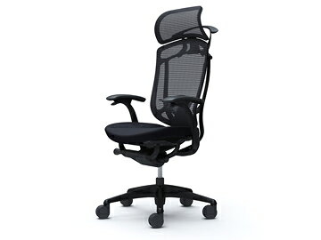オカムラ Contessa Seconda コンテッサセコンダ チェア CC48ZS EXハイバック 大型ヘッドレスト デザインアーム 座クッション 背メッシュ ボディ:ブラック フレーム:ブラック ランバーサポート・ハンガー付き ウレタンキャスター 【送料無料】 [2]