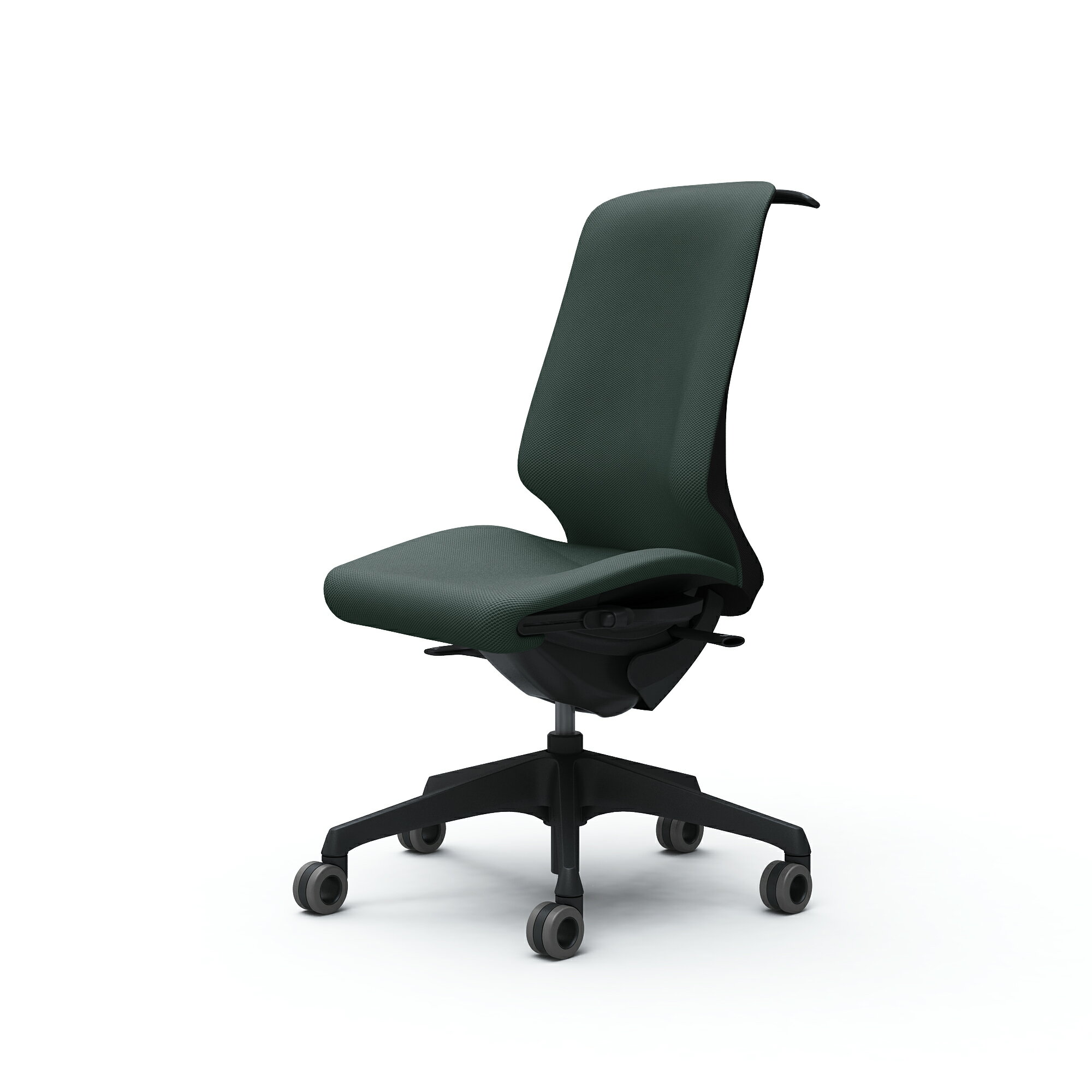 Highly Efficient Chairs - オカムラ Spher スフィア ハイバック 肘なし 座面奥行調節あり ボディカラー：ブラック キャスター：ウレタン 張地：リネット ハンガー付 CT1BFA