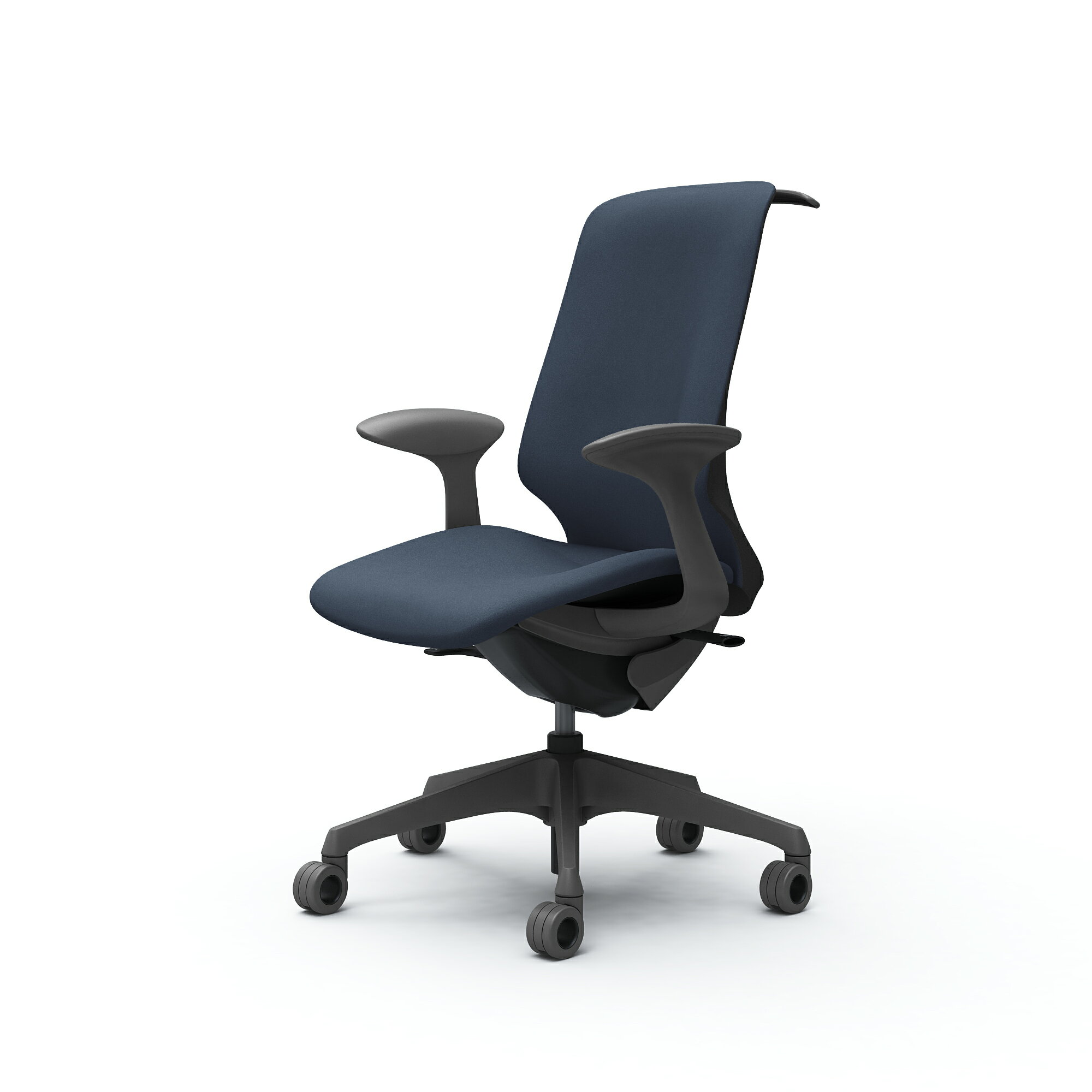 オカムラ Spher スフィア ハイバック デザインアーム 座面奥行調節なし ボディカラー：ダークグレー キャスター：ウレタン 張地：インターロック ハンガー付 CT2DFE