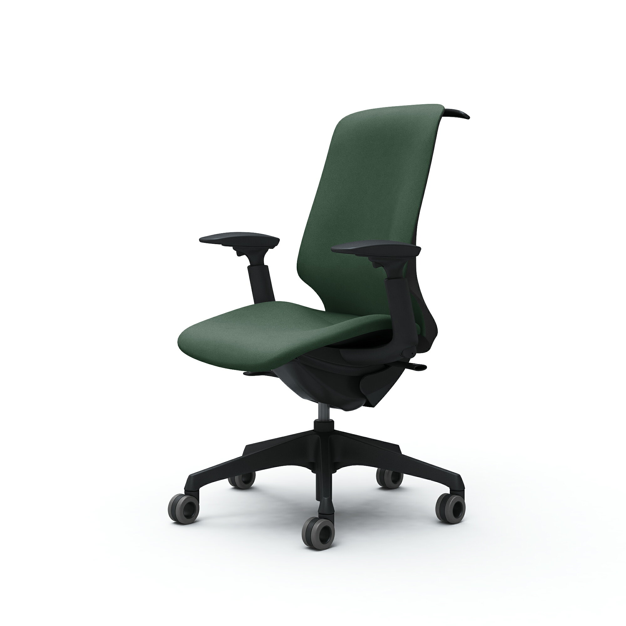 オカムラ Spher スフィア ハイバック アジャストアーム 座面奥行調節なし ボディカラー：ブラック キャスター：ウレタン 張地：インターロック ハンガー付 CT4DFA