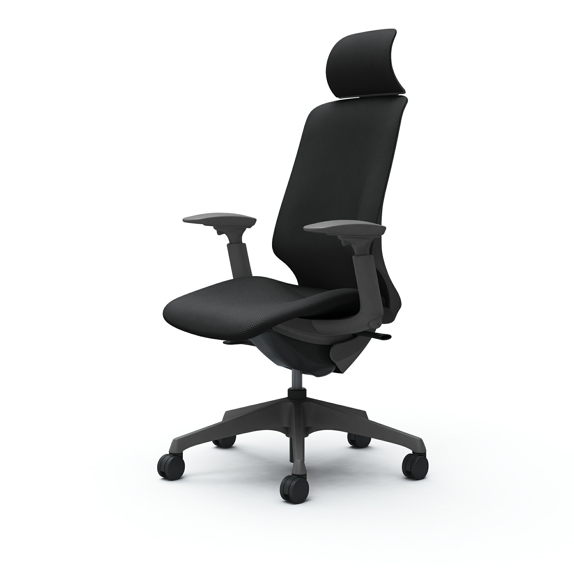 オカムラ Spher スフィア エクストラハイバック アジャストアーム 座面奥行調節なし ボディカラー：ダークグレー キャスター：ナイロン 張地：リネット CT4GAE