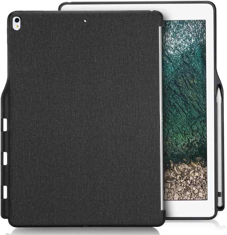 ProCase iPad Pro 12.9" 背面ケース,バックカバー ペンシルホルダー付き スマートキーボードと組み合わせて使用可能, 適用機種: iPad Pro 12.9" 第1世代 2015 / 第2世代 2017