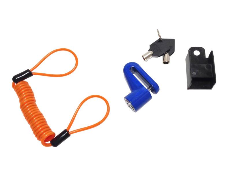 (nakira) 3点セット 汎用 ディスクロック コイルワイヤー ロックホルダー 300 (青)