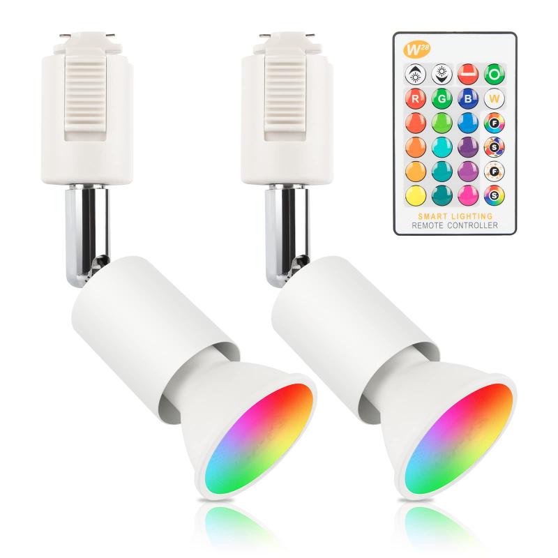 xydled ダクトレール スポットライト GU10 RGBW 16色 調光調色 40W形相当 LEDスポットライト 広配光 ライティングレール 照明 記憶機能 リモコン付き 日本語説明書付き 2個セット