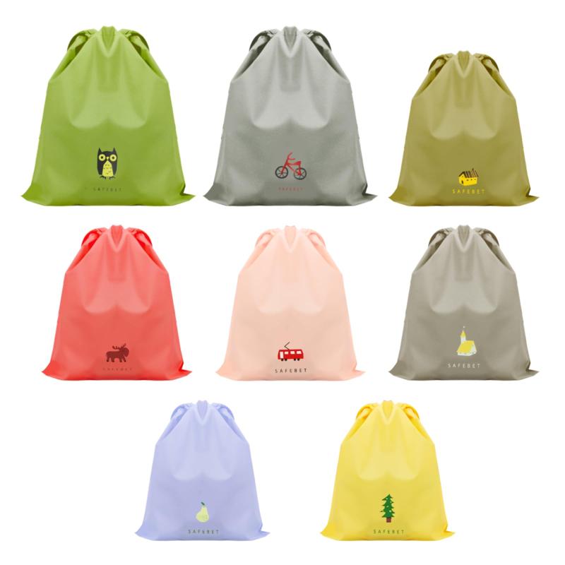 樂天商城 - siawadeky 巾着袋 8枚セット 3サイズ S/M/L トラベルポーチ 防塵 防水 ビニール 収納バッグ 旅行用 巾着ポーチ 折りたたみ 再利用可能 温泉バッグ 小物入れ 衣類 靴用 下着収納 出張 旅行 便利グ