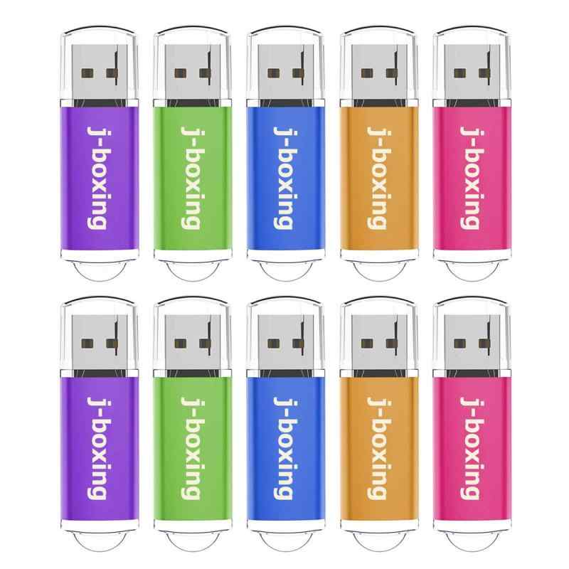USBメモリ 10個セット J-boxing キャップ式 USBフラッシュメモリ USB 2.0 フラッシュドライブ （五色：紫、緑、青、オレンジ、ピンク）