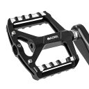 GORIX(ゴリックス) 自転車ペダル フラットペダル 3ベアリング 滑らかな回転 軽量 アルミ 幅広 薄型 おしゃれデザイン 滑り止めピン (GX-FY327) マットブラック 耐久性 ロードバイク クロスバイク