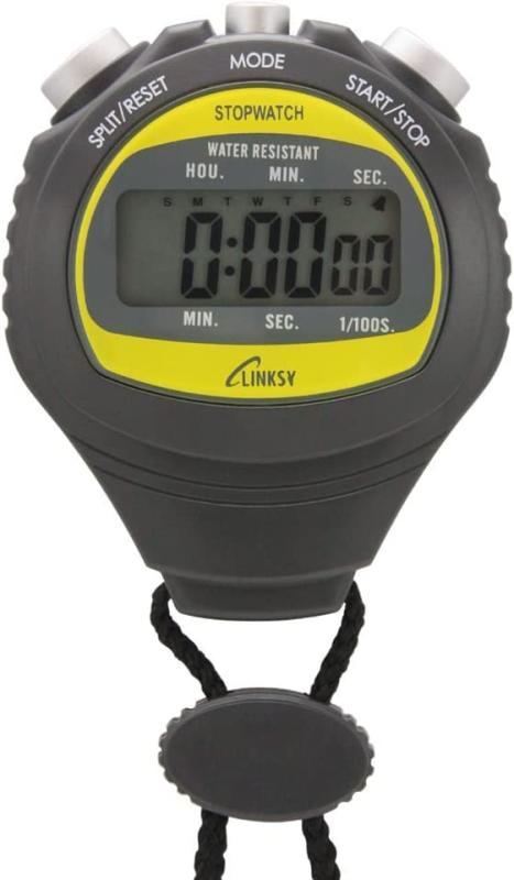 リンクシー(LINKSY) 濡れても安心防滴機構 1/100秒ストップウォッチ スプリット・ディアルタイム 時計機能付（アラーム・カレンダー） ブラック LS001BA