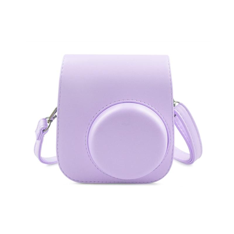 HIYQIN チェキケース,FUJIFILM instax mini11/9/8+/8ケース 可愛いカメラバッグ ショルダーストラップ付き 裏ポケット付き PUレザー 単色