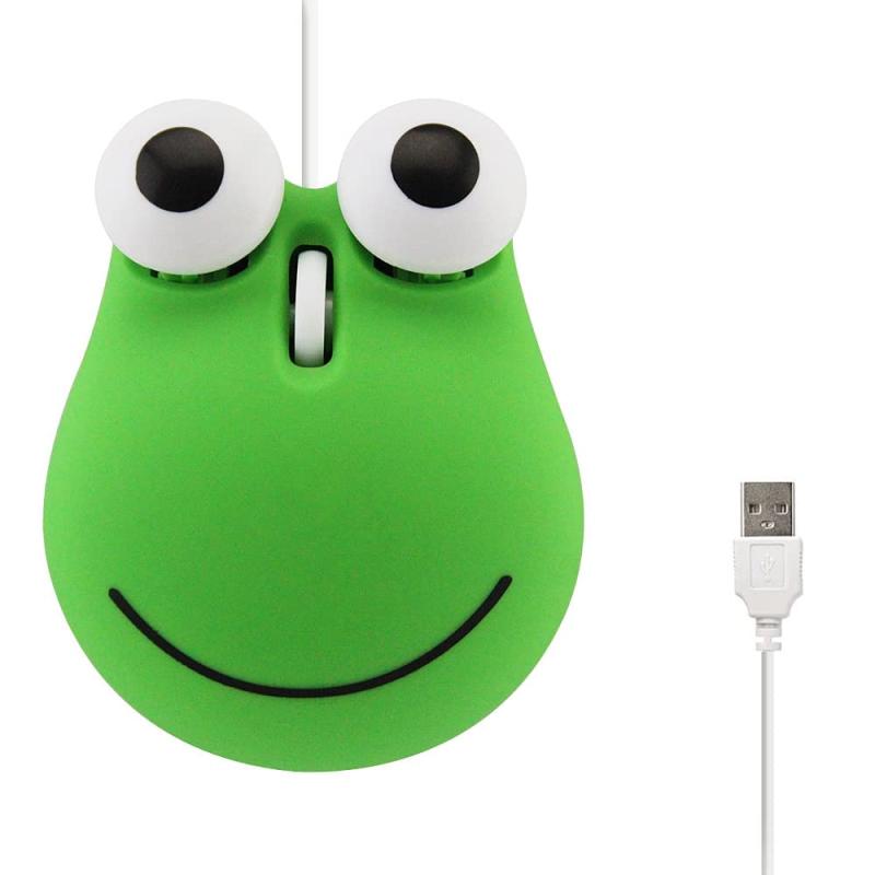 Fmlyhom 有線マウス かわいいカエルの形 子供用 小型軽量 USB左右対称 コンパクトポータブル