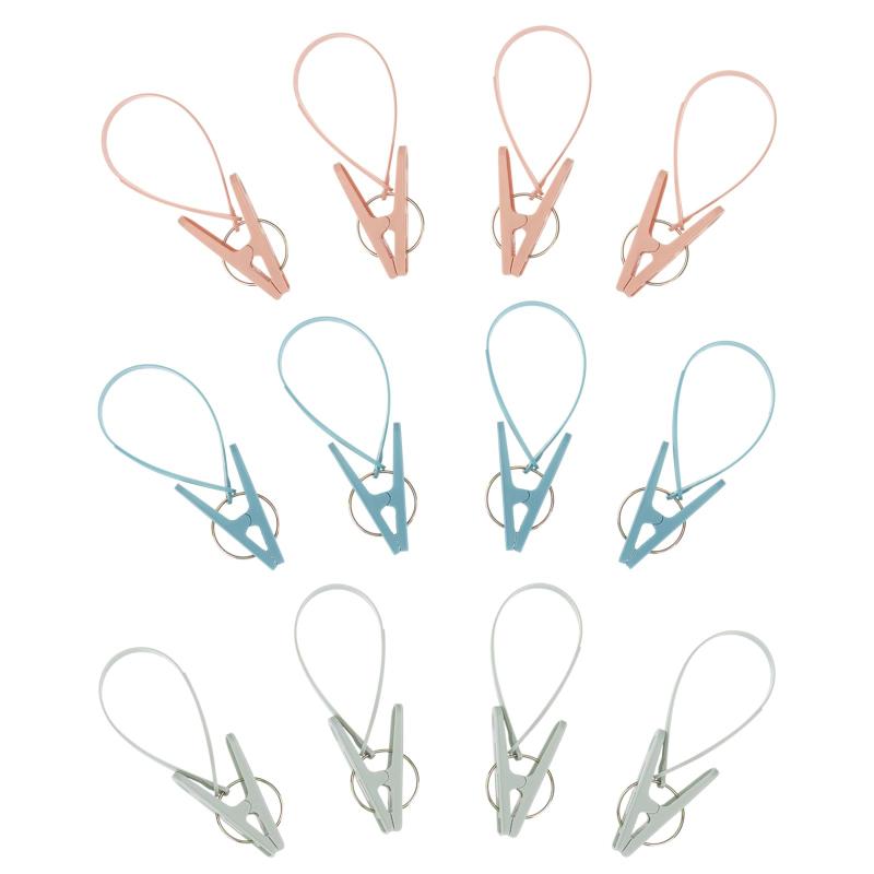 DOITOOL 洗濯バサミ 紐付き 洗濯ばさみ 洗濯ピンチ 12個 防風 滑り止め 洗濯クリップ 物干し 携帯 プラスチック製 靴下はさみ 付替ピンチ 出張 家庭用 混色