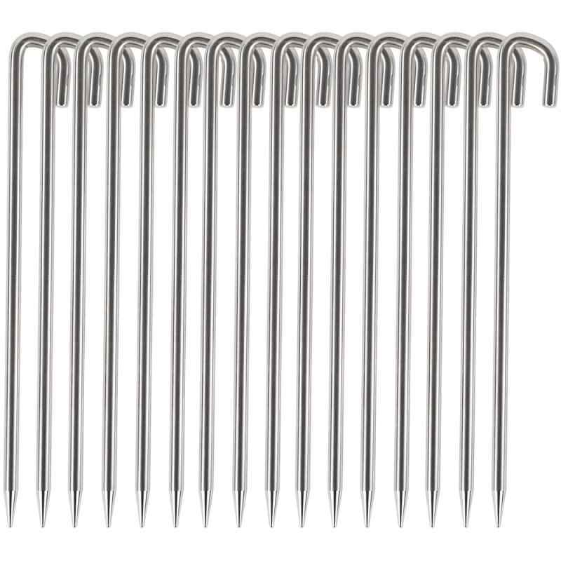 Soomloom Stainless Steel Pegs, Stakes for Tent and Tarp Securing, Integrated Design, 20cm/25cm Length, Camping Equipment, Peg Set (8 or 16 pieces)