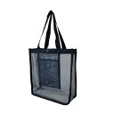 メッシュバッグ ブラック【コンパクトサイズ】 巾25×高さ28×マチ10cm(約)シンプル 温泉 プール 海水浴 洗面用品 ジム 手提げバッグ 砂場 水泳 ダイビング おもちゃ 黒 洗濯 アウトドア(4)
