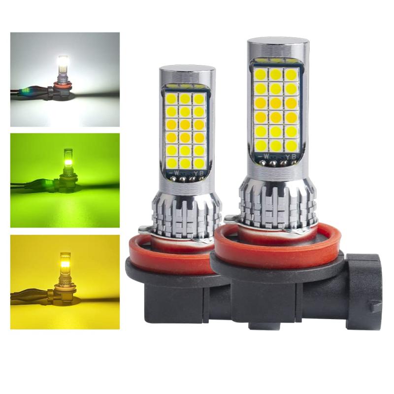 FUTWOD H8 H11 H16 フォグランプ LED レモンイエロー 黄色 白 3色 青 黄色 白 3色切り替え フォグ バルブ LED電球 車 12V 一体型 高輝度 2個入り